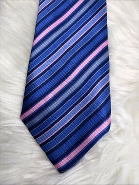 Navy and Pink Striped 100% Silk Men's Tie